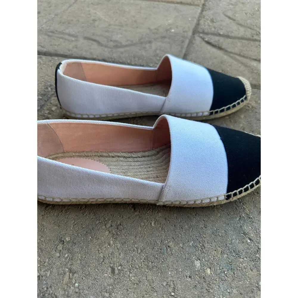 J. Crew Black and White Espadrille Shoes size 10